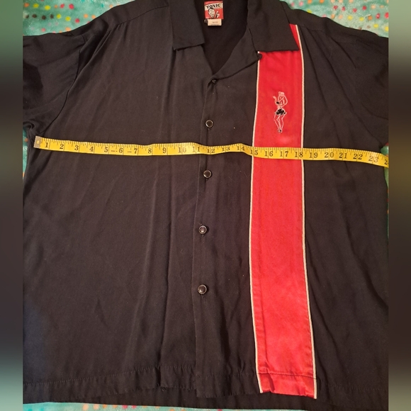 Vintage Tonic by BC Ethic silky bowling tee.  Red and Black size Large - Picture 5 of 7